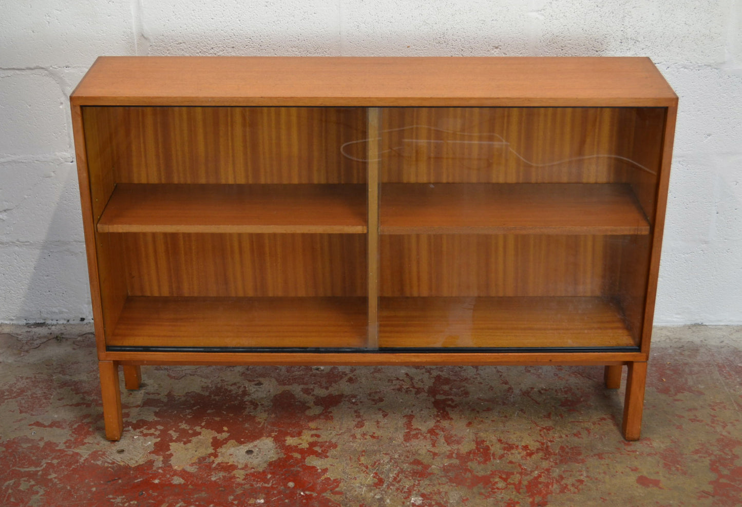 Vintage Mid Century Teak Long Bookcase