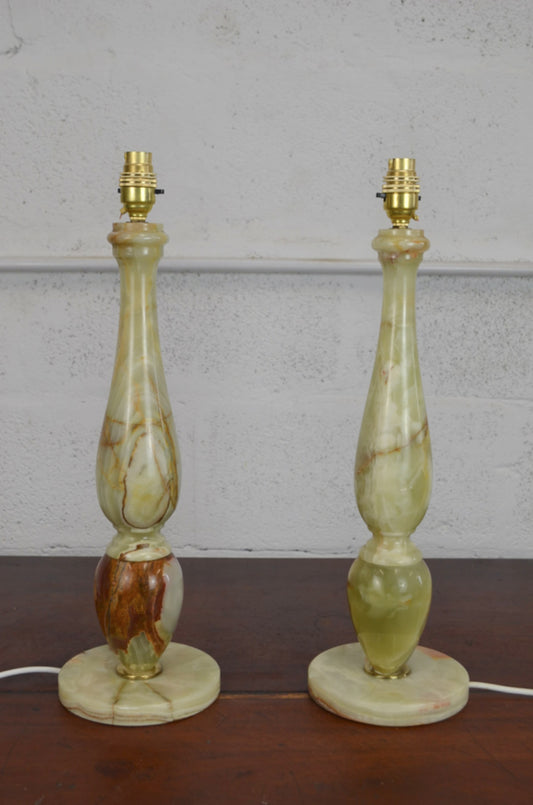 A Pair Of Vintage Onyx Table Lamps