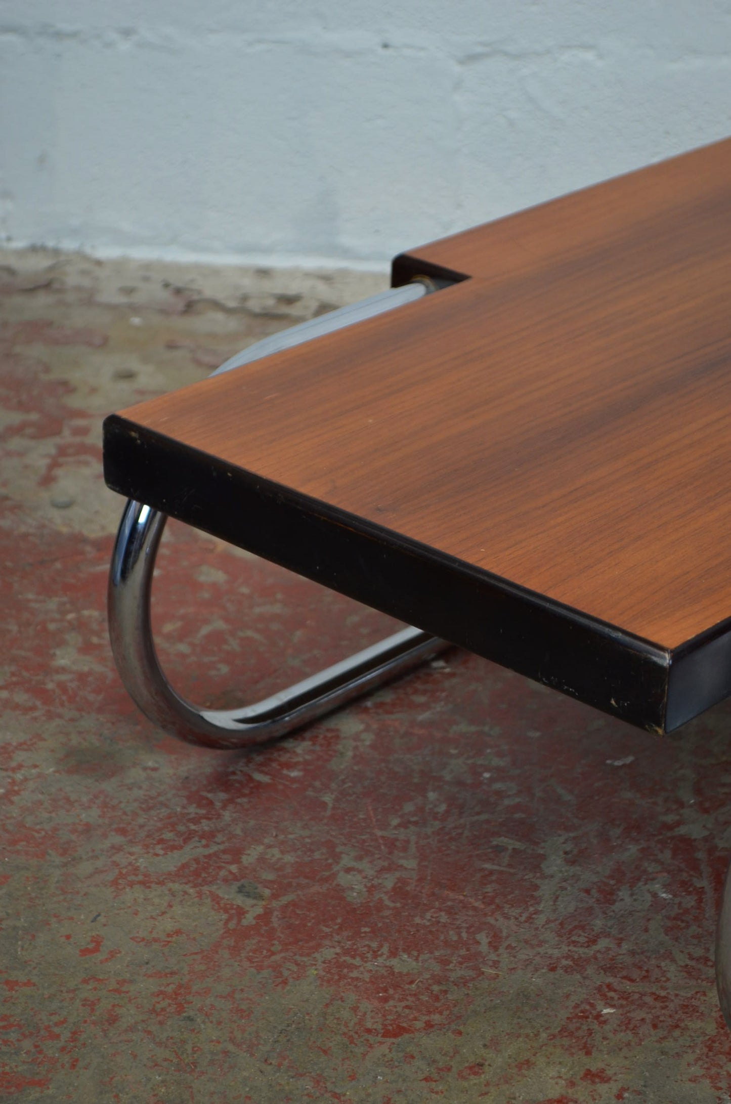 Mid Century Chrome & Rosewood Coffee Table Attributed to Mario Bellini