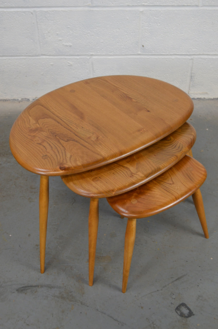 A Vintage Ercol Nest Of Tables (pebble)