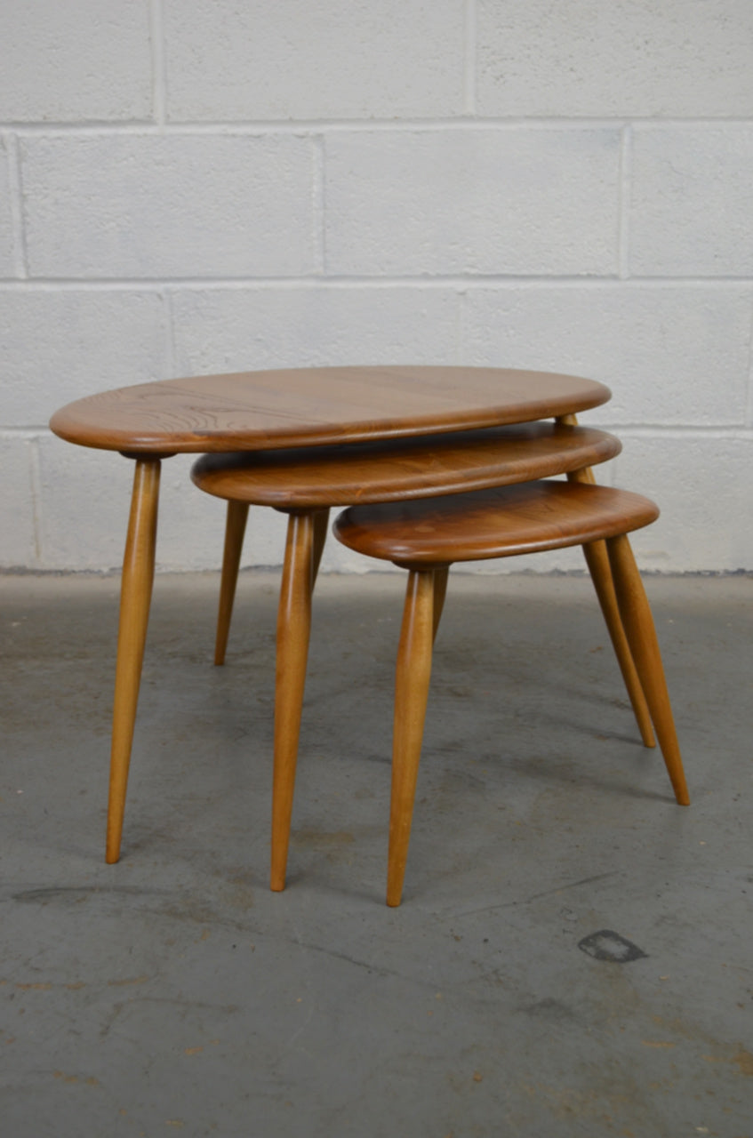 A Vintage Ercol Nest Of Tables (pebble)