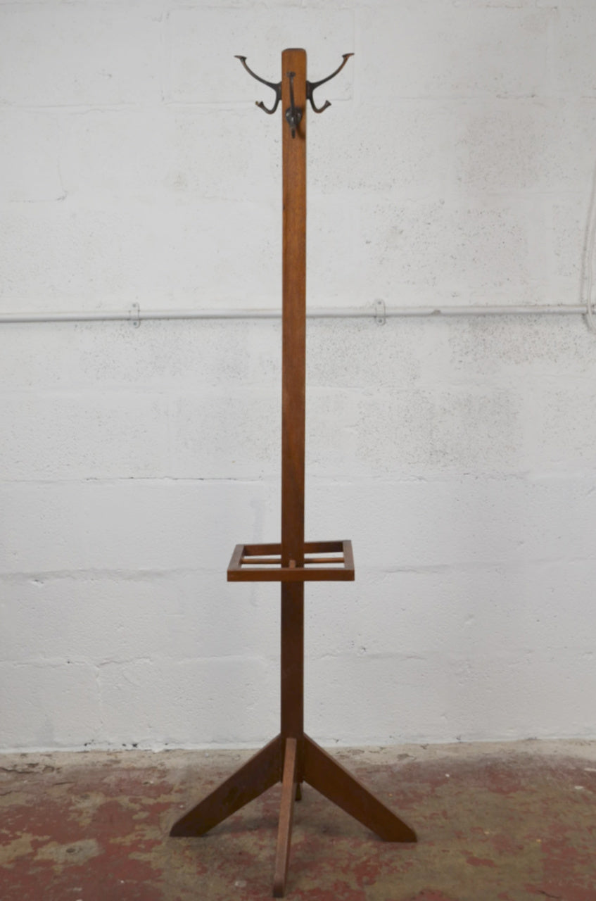 Vintage Teak Coat Stand With Umbrella Rack