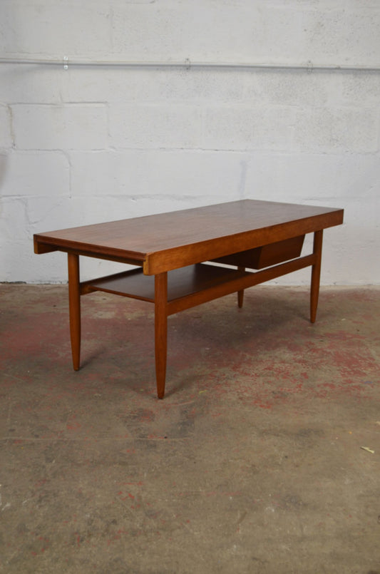 Mid Century WHITE & NEWTON Coffee Table (With Sliding Top)
