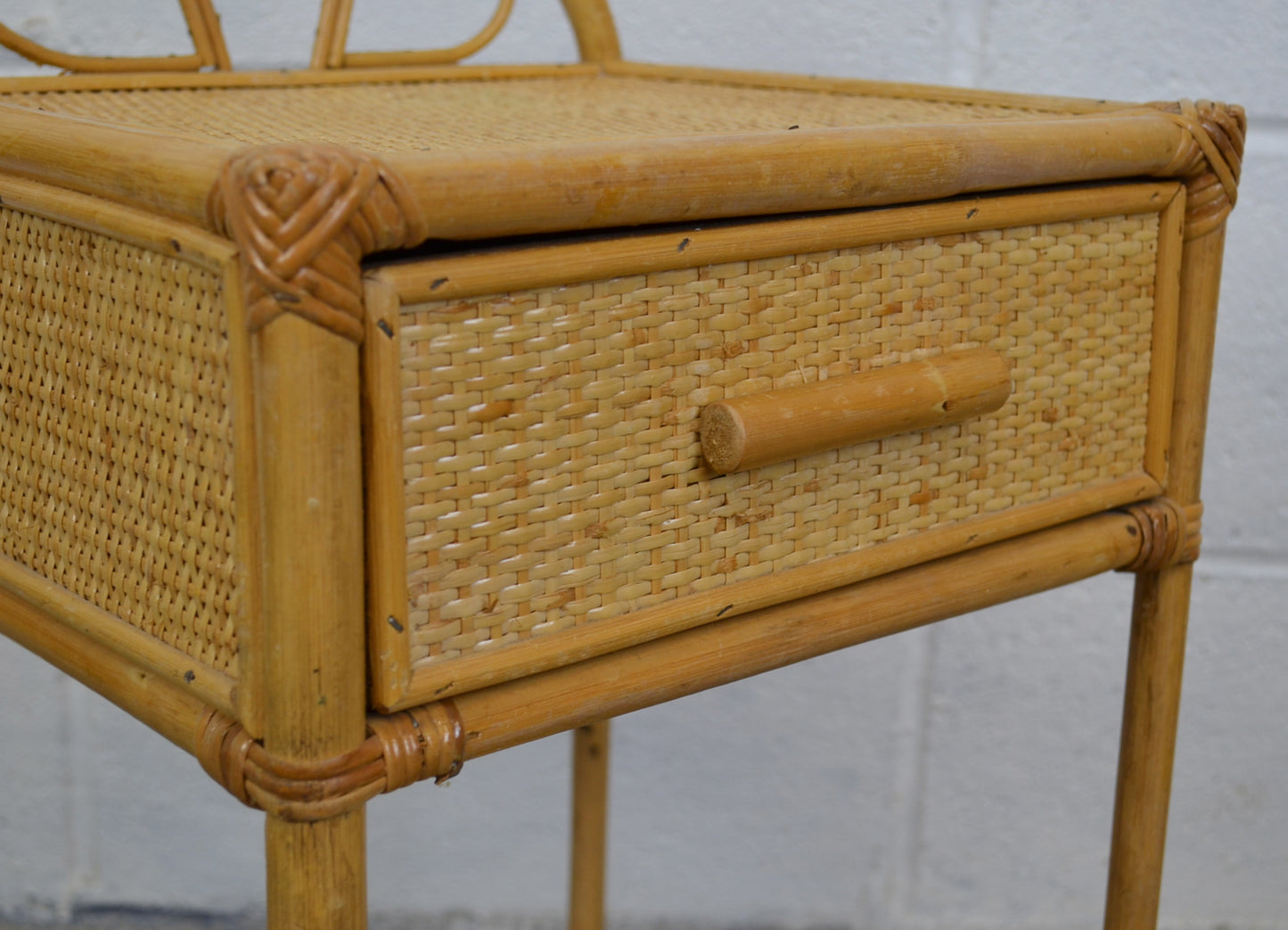 A Pair Of Vintage Bamboo Bedside Tables