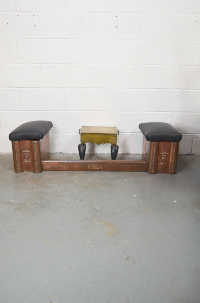 An Arts & Crafts Copper Club Fender With Georgian Footman