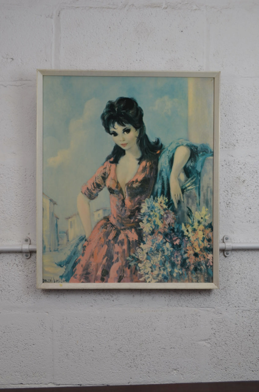 Original Vintage Colour Print - Flower Seller by Dallas-Simpson