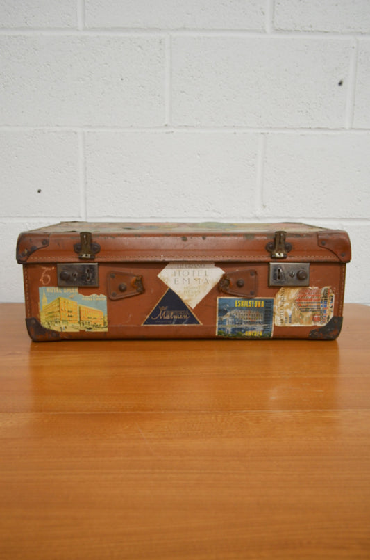 Vintage Suitcase With Stickers