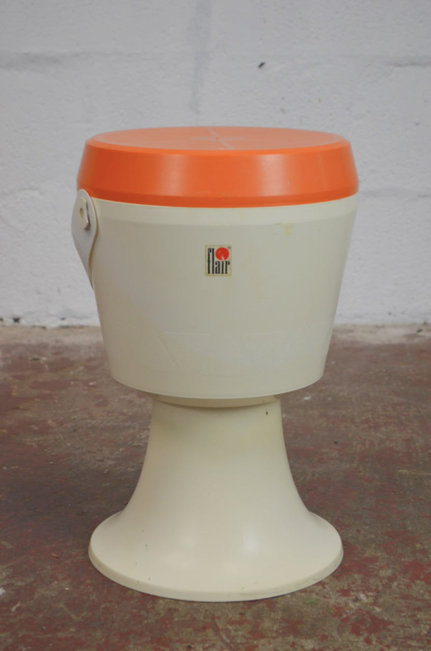 Vintage Mid-Century "Flair" Space Age Sewing Box Stool – Retro Orange & Off-White