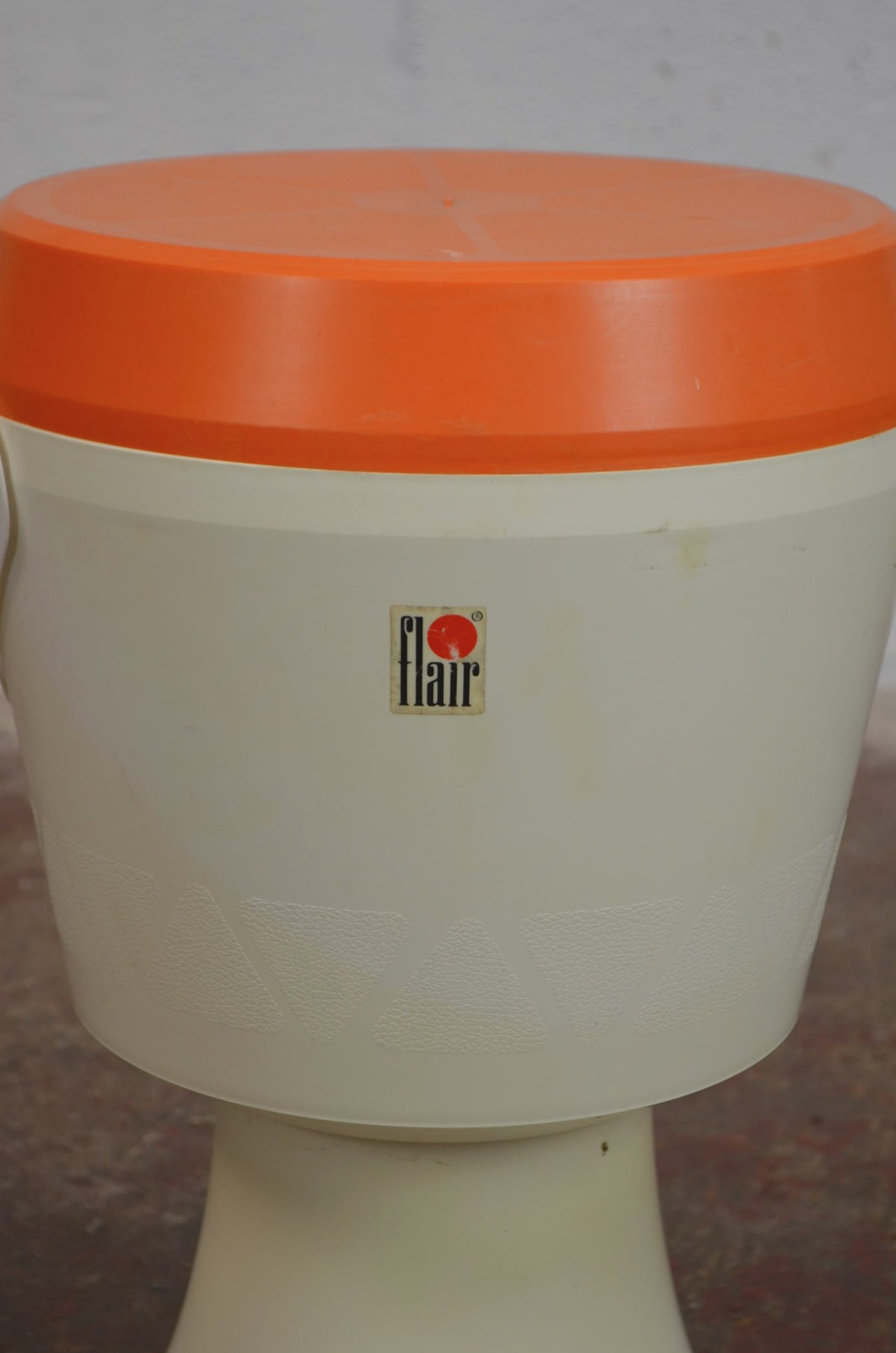 Vintage Mid-Century "Flair" Space Age Sewing Box Stool – Retro Orange & Off-White
