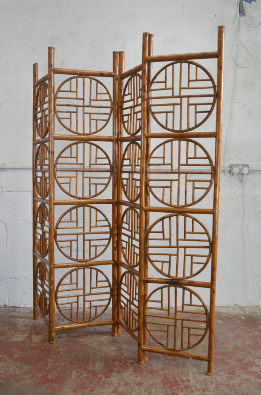 Vintage Bamboo Rattan Room Divider/Folding Screen