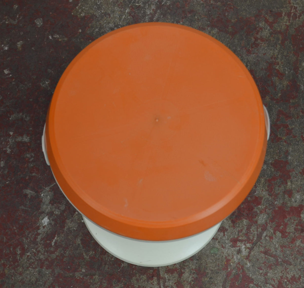 Vintage Mid-Century "Flair" Space Age Sewing Box Stool – Retro Orange & Off-White