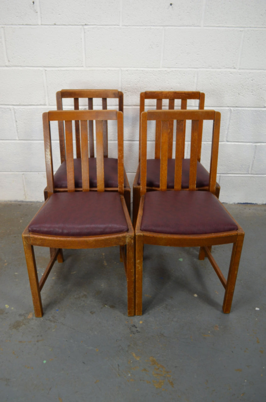 A Set Of Four Vintage Oak Dining Chairs (SAVE)