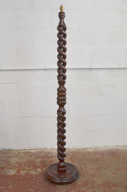 Vintage Mahogany Barley Twist Floor Lamp