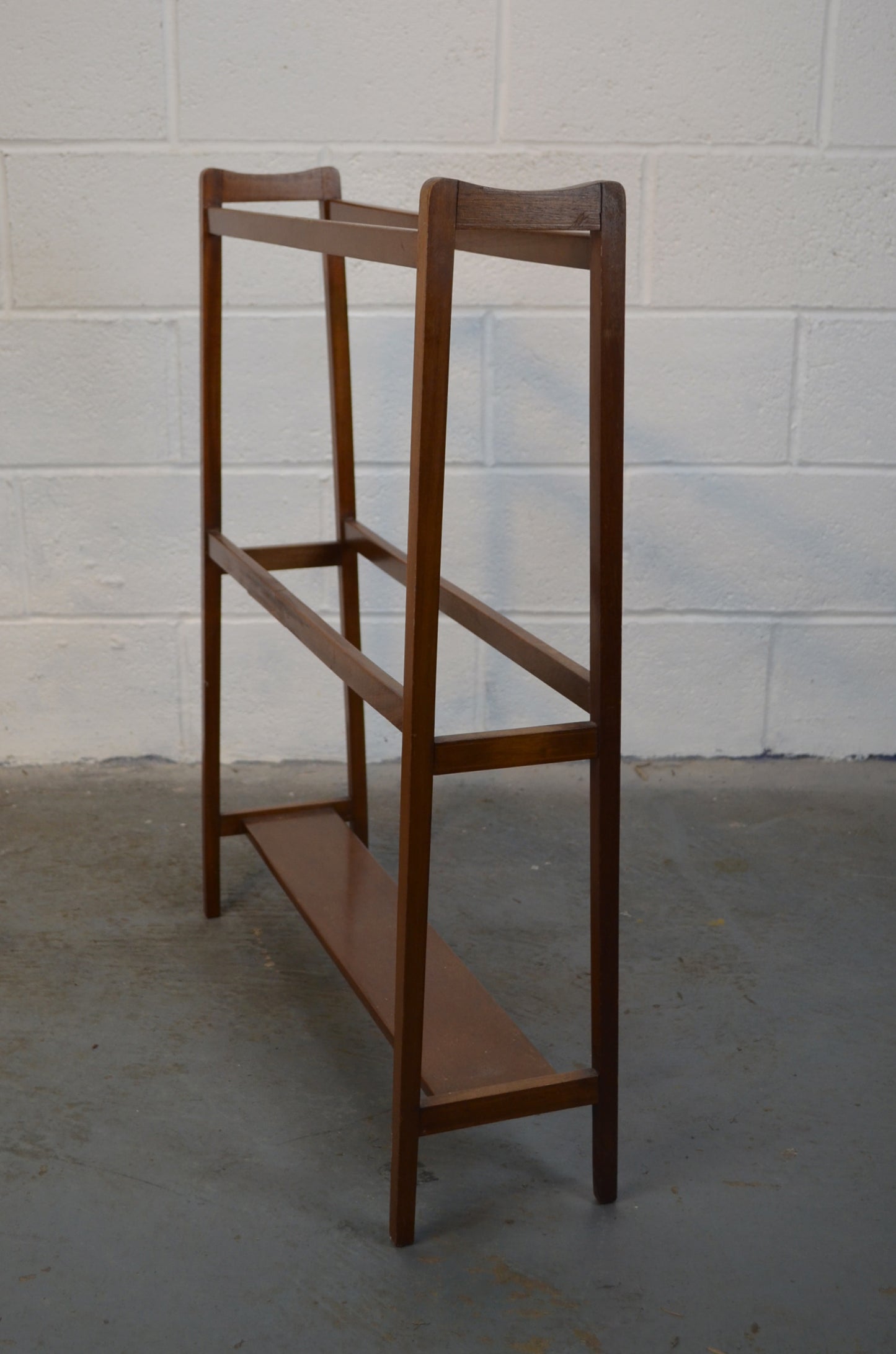 Antique mahogany towel-horse / clothes stand with four rails, square supports with a curved top, displayed against a white background.