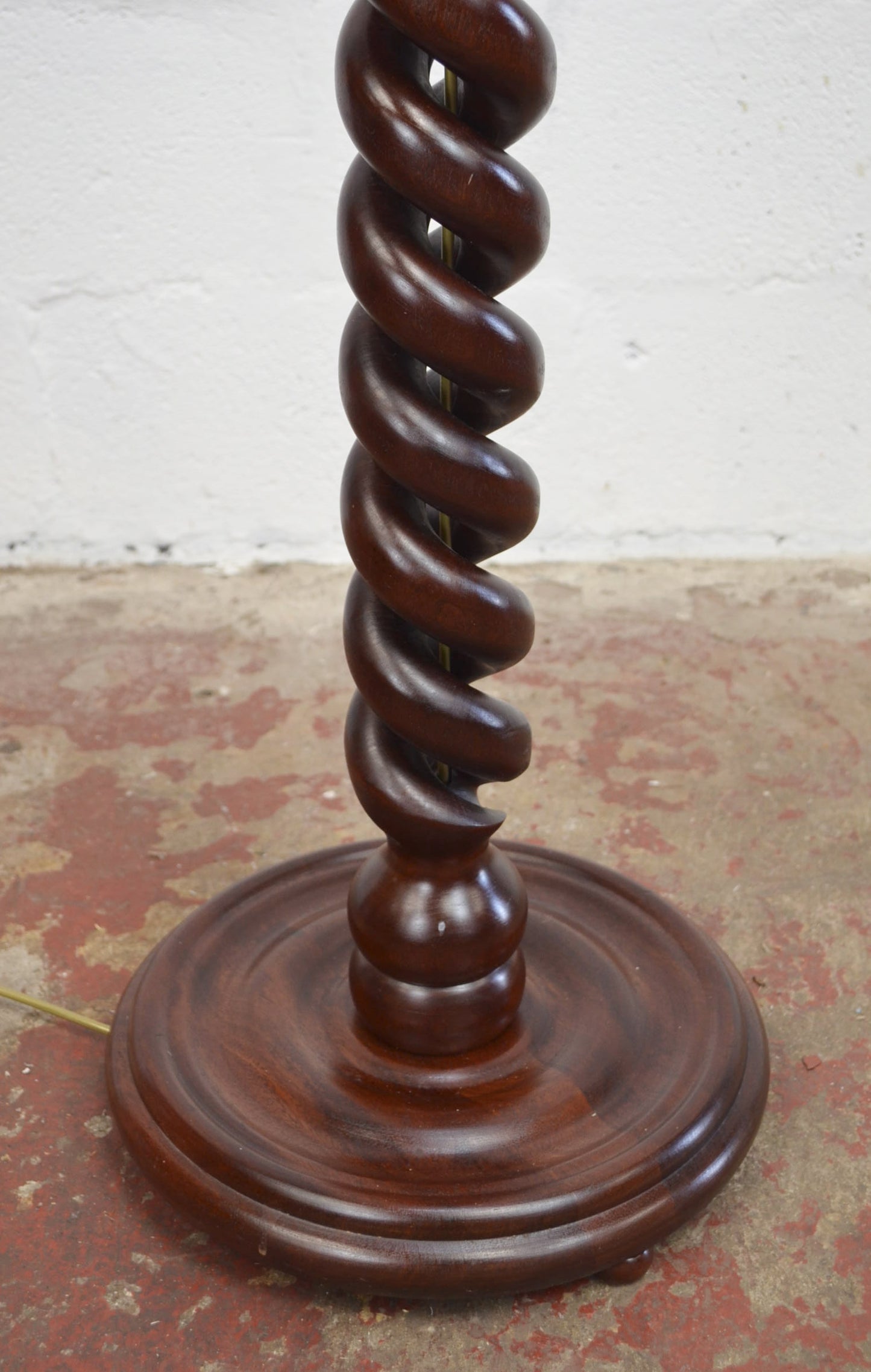 Vintage Mahogany Barley Twist Floor Lamp