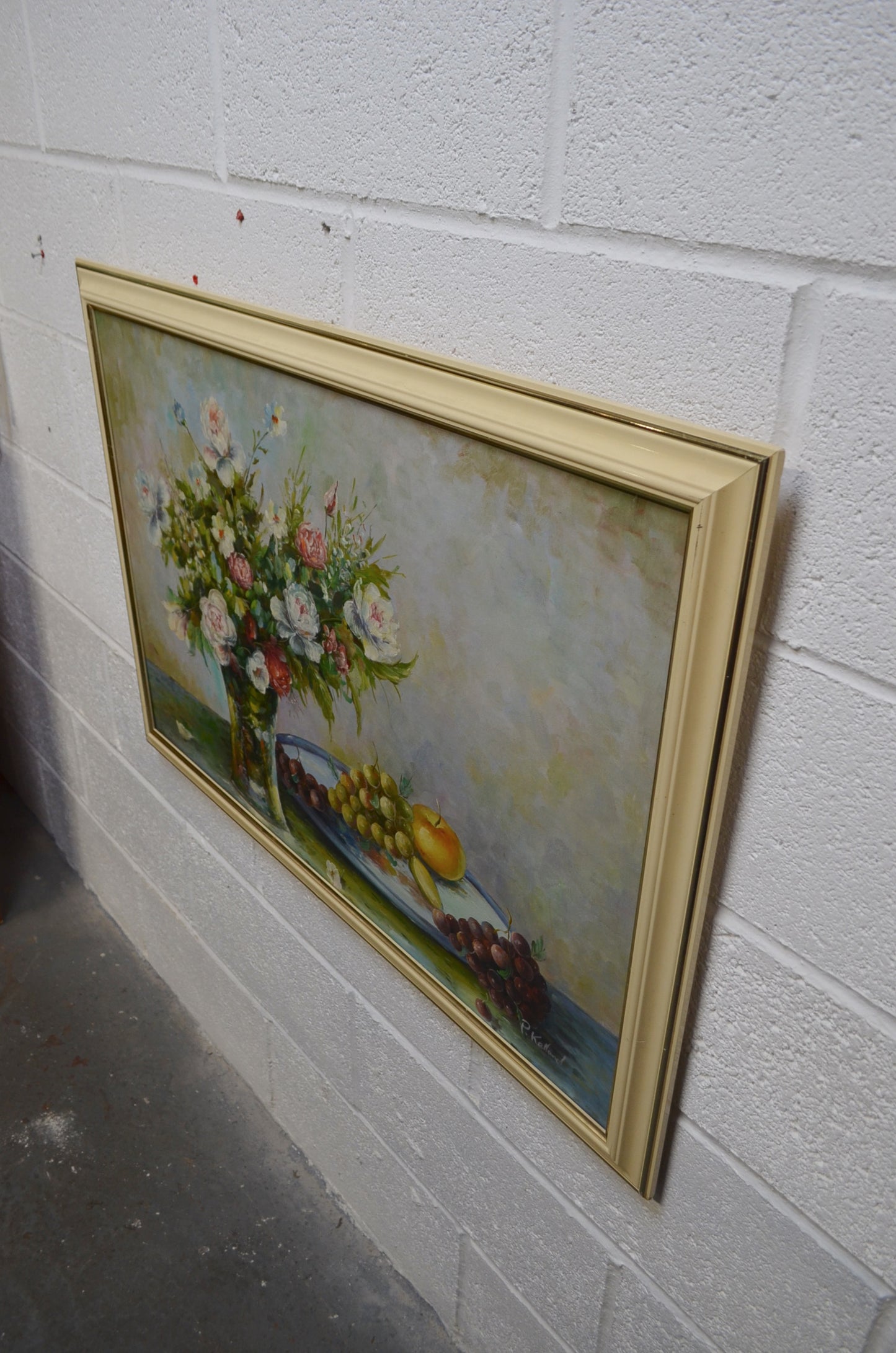 Vintage Still Life Oil On Canvas - P.Kelland