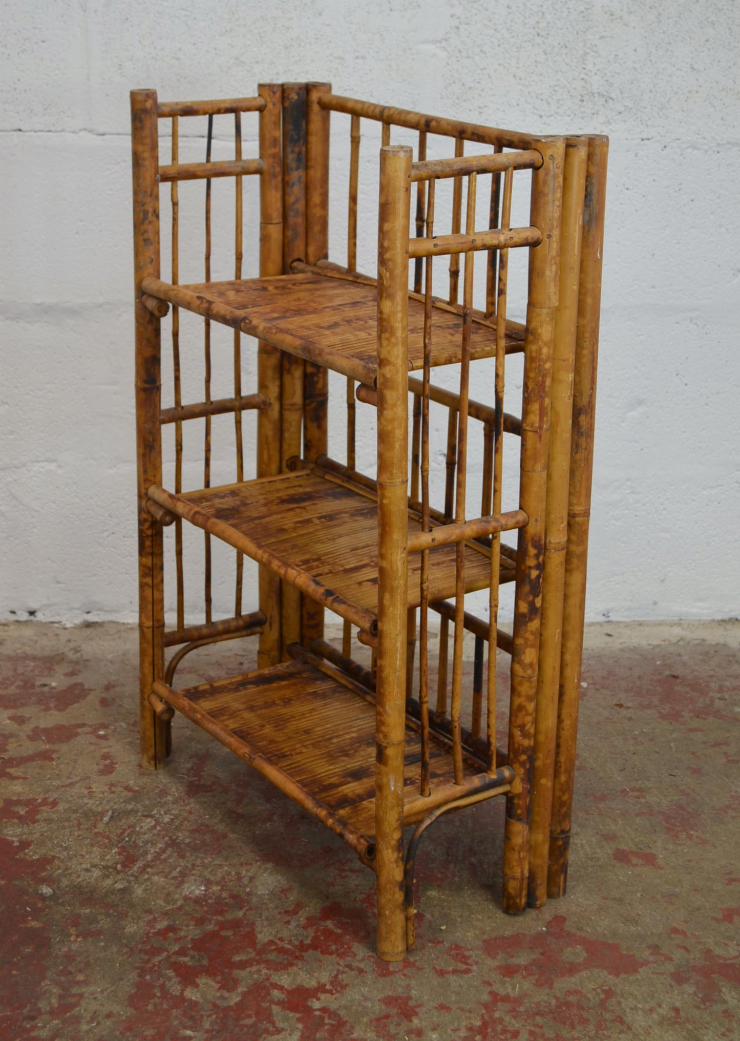 A Vintage Bamboo Folding Bookcase