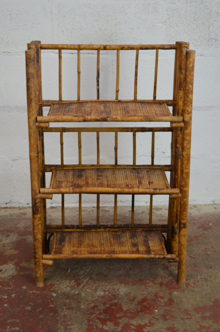 A Vintage Bamboo Folding Bookcase