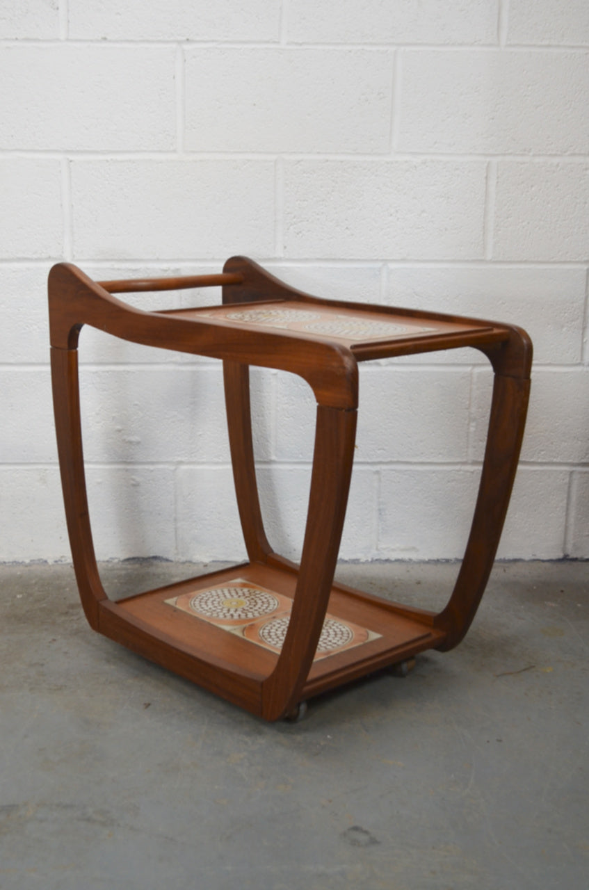 Vintage Mid Century Teak Wood Drinks Trolley