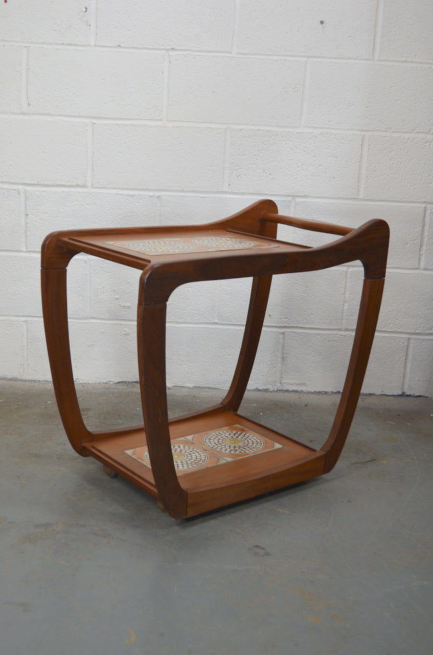 Vintage Mid Century Teak Wood Drinks Trolley