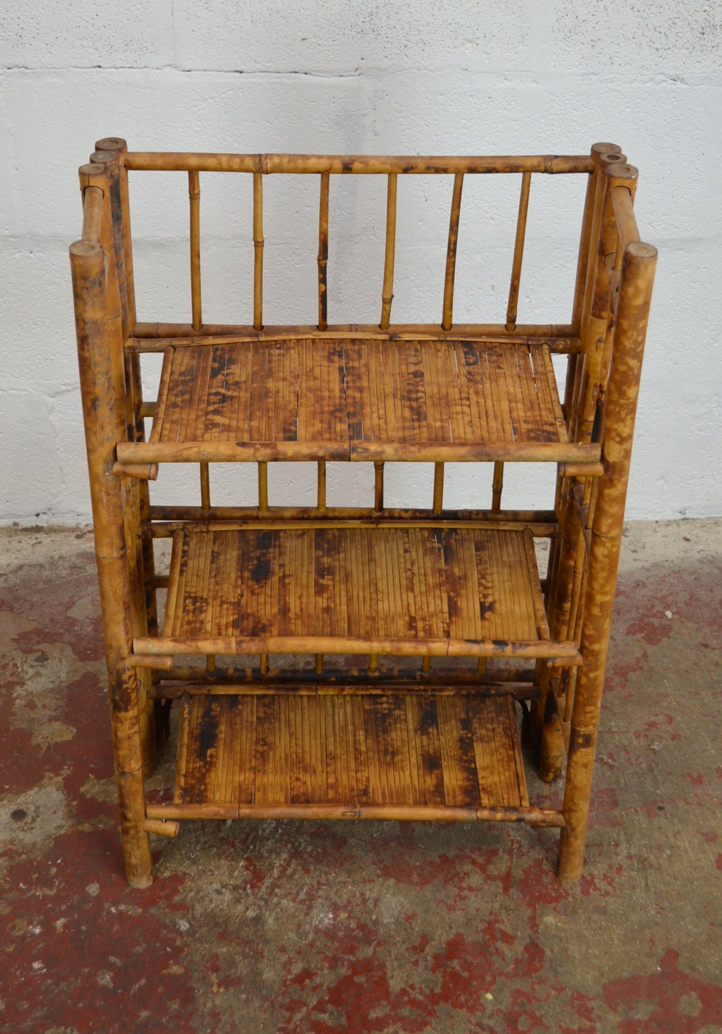 A Vintage Bamboo Folding Bookcase