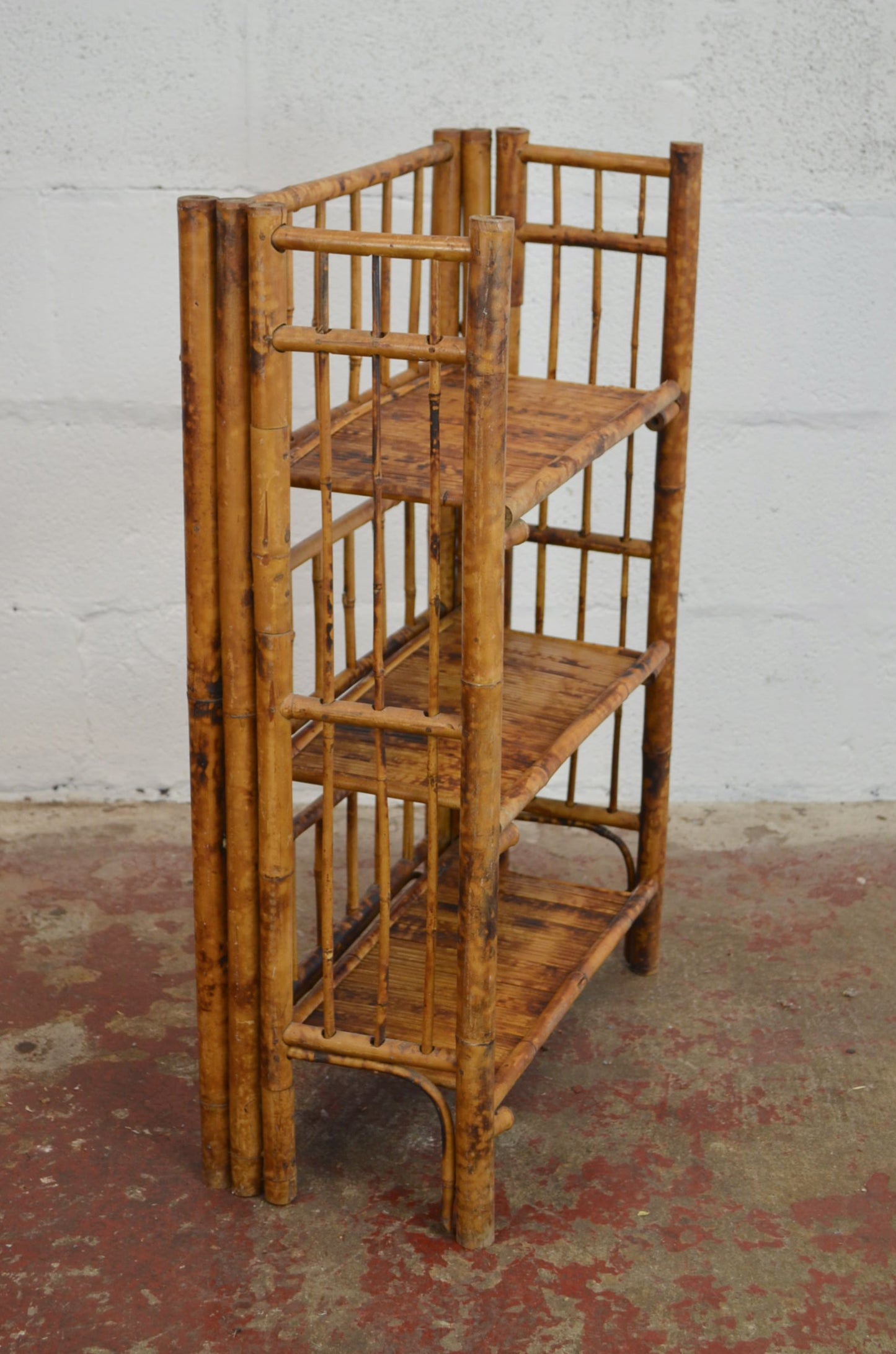 A Vintage Bamboo Folding Bookcase