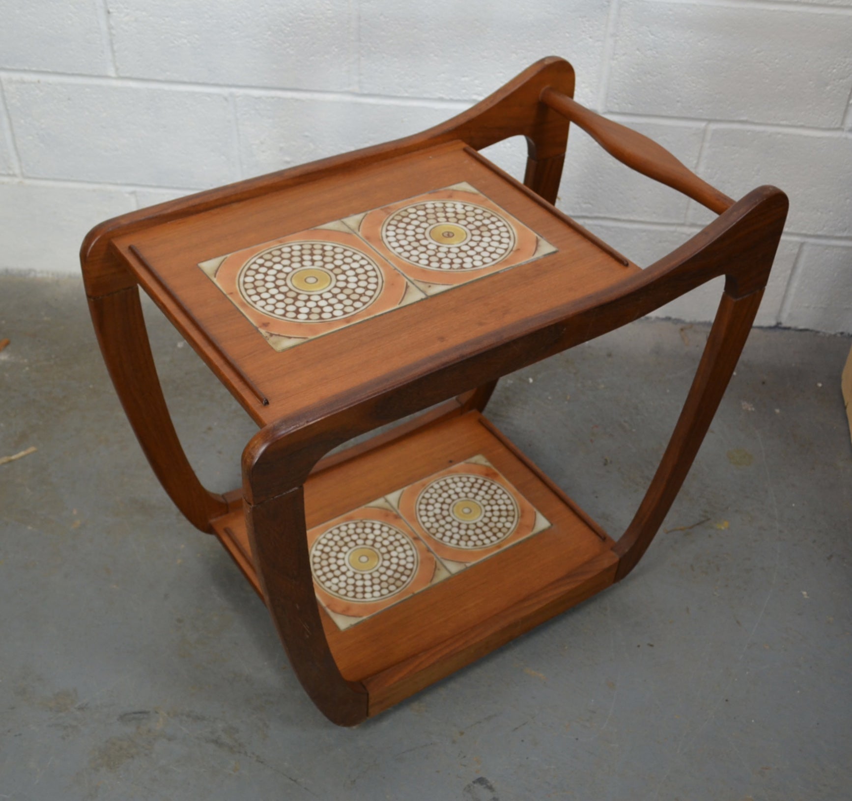 Vintage Mid Century Teak Wood Drinks Trolley