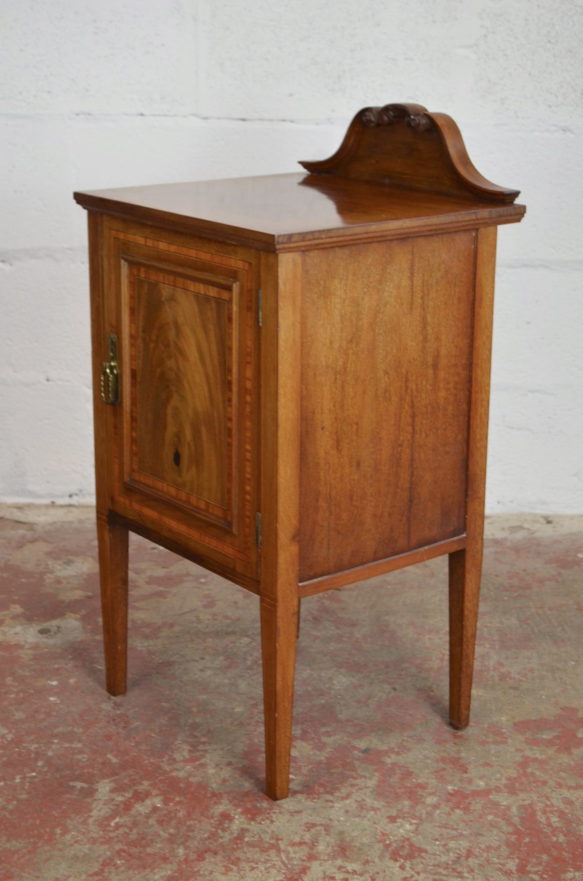An Edwardian Mahogany & Satinwood Bedside Cabinet