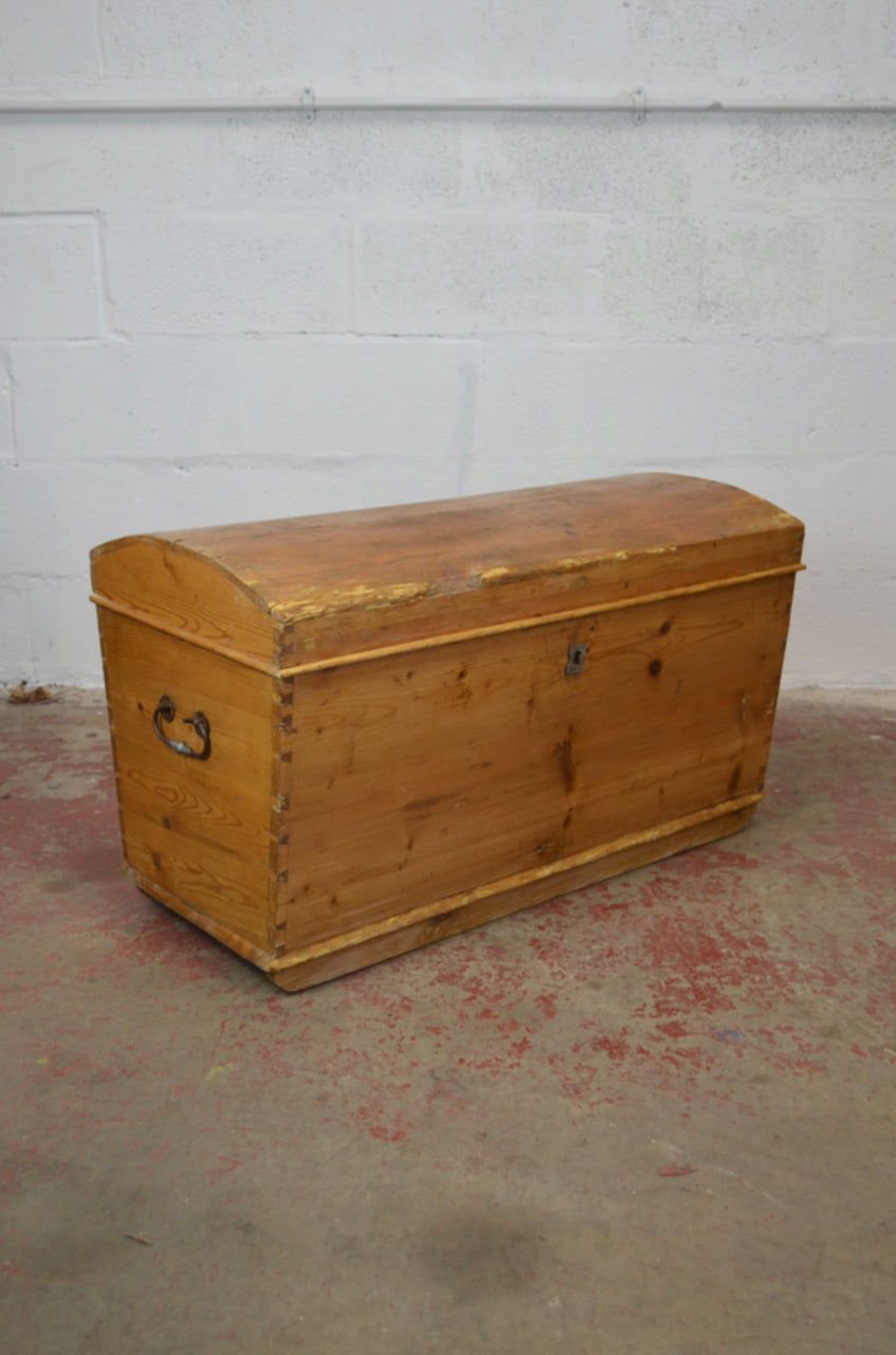 Victorian Pine Dome Top Blanket Box Storage