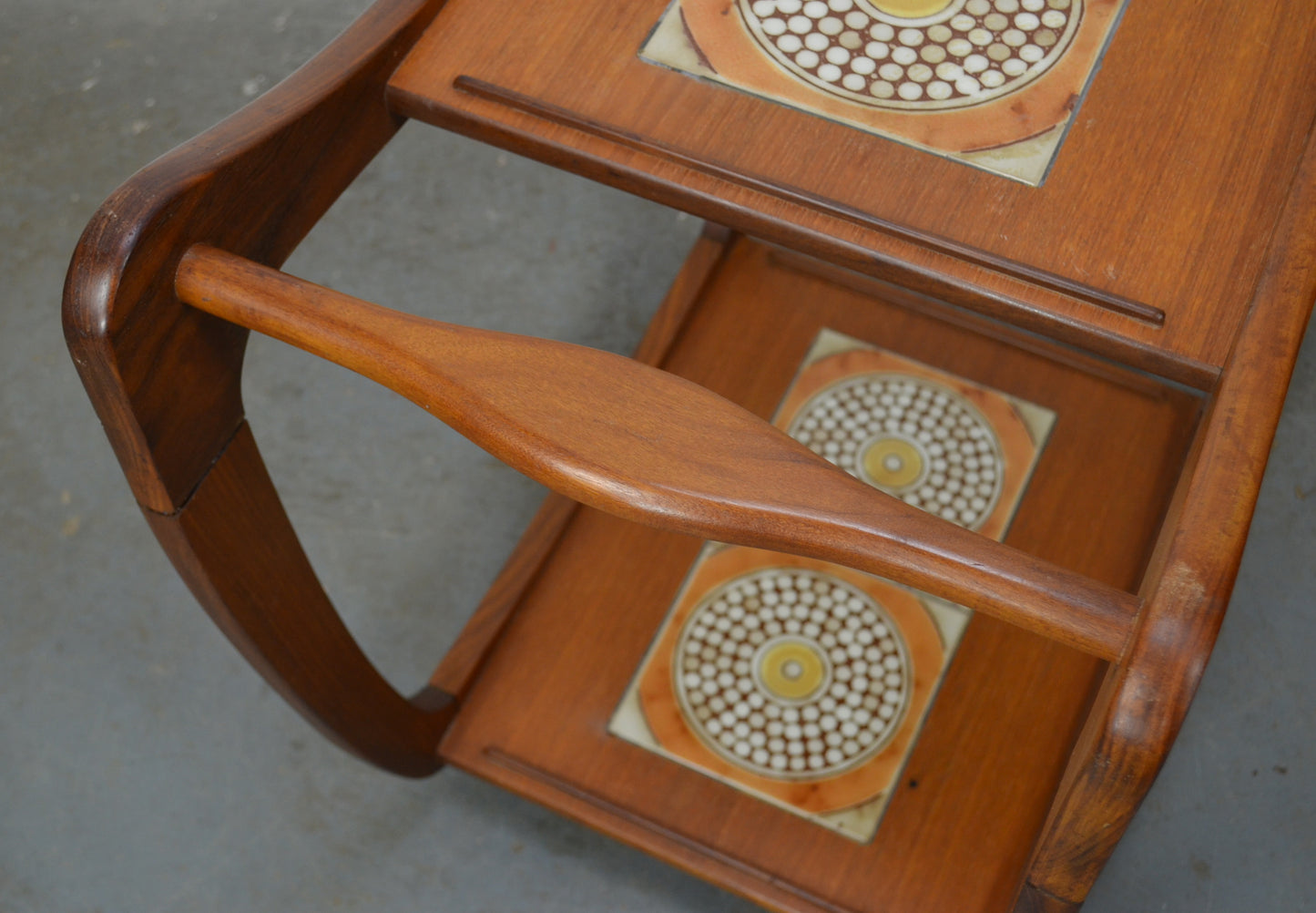 Vintage Mid Century Teak Wood Drinks Trolley