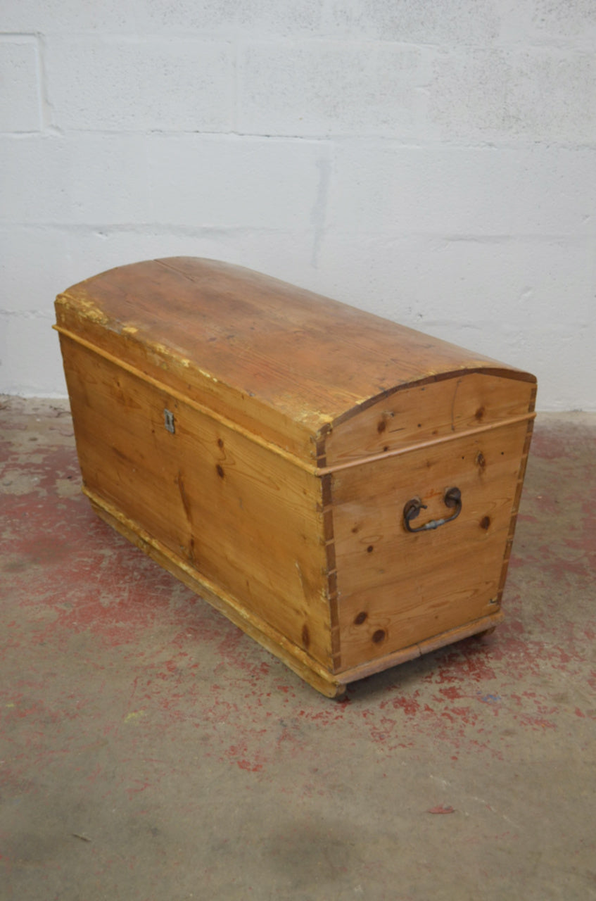 Victorian Pine Dome Top Blanket Box Storage