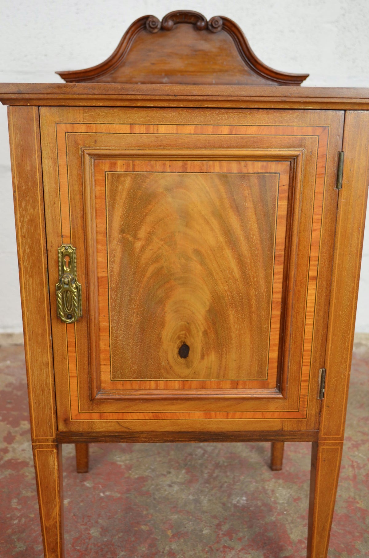 An Edwardian Mahogany & Satinwood Bedside Cabinet