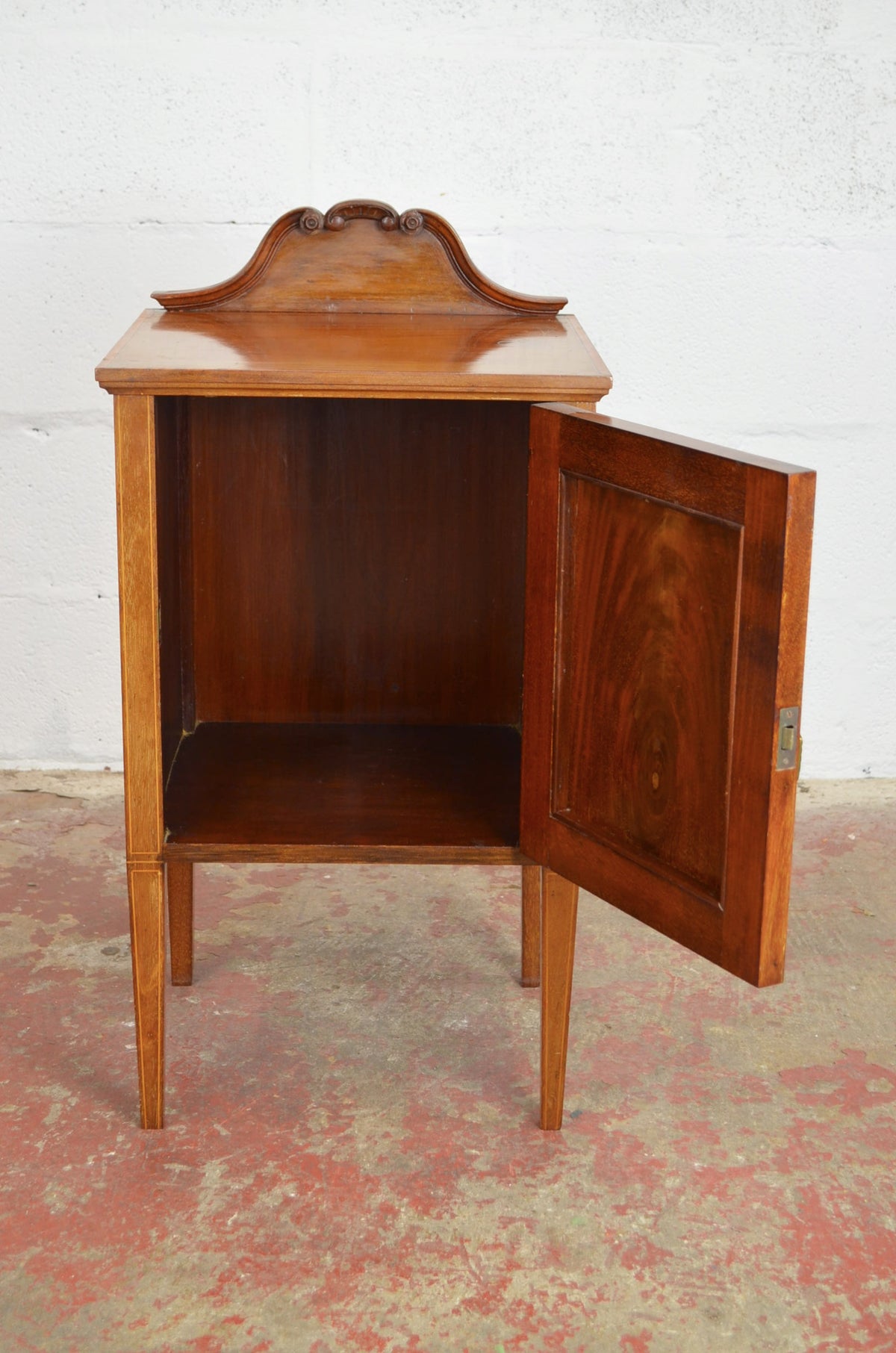 An Edwardian Mahogany & Satinwood Bedside Cabinet
