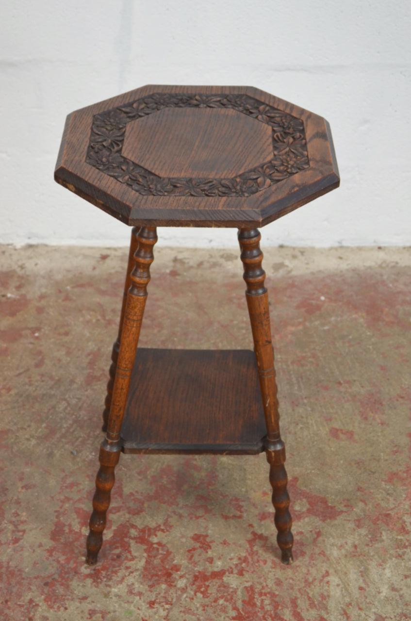 An Antique Oak Octagonal Top Side/Wine Table