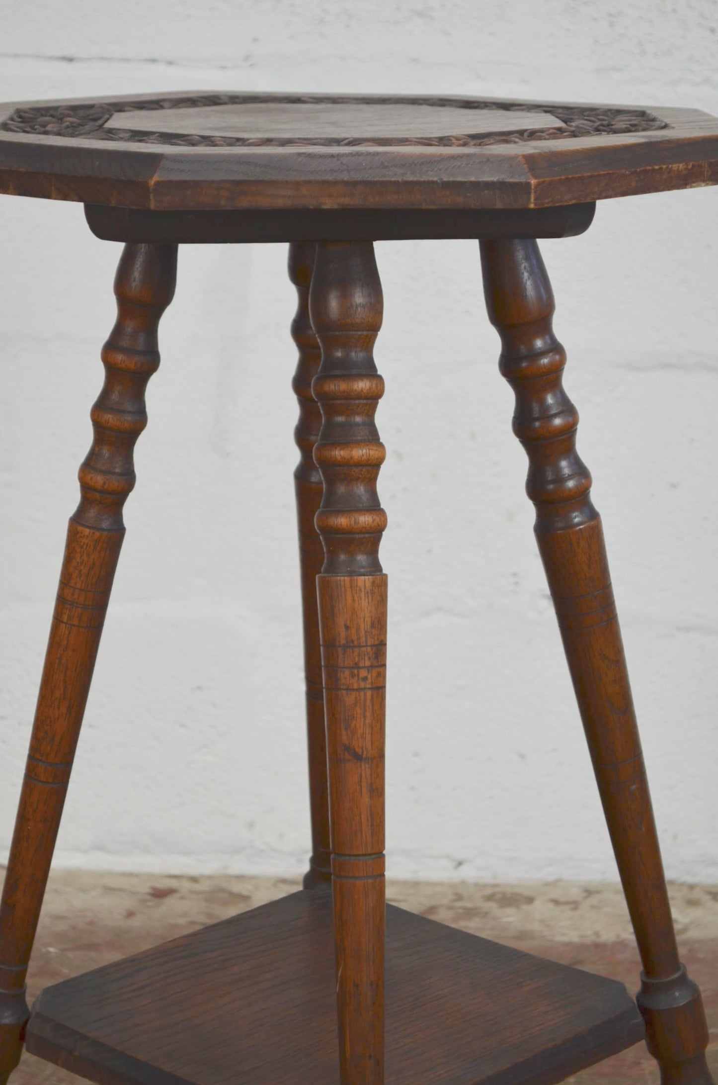 An Antique Oak Octagonal Top Side/Wine Table