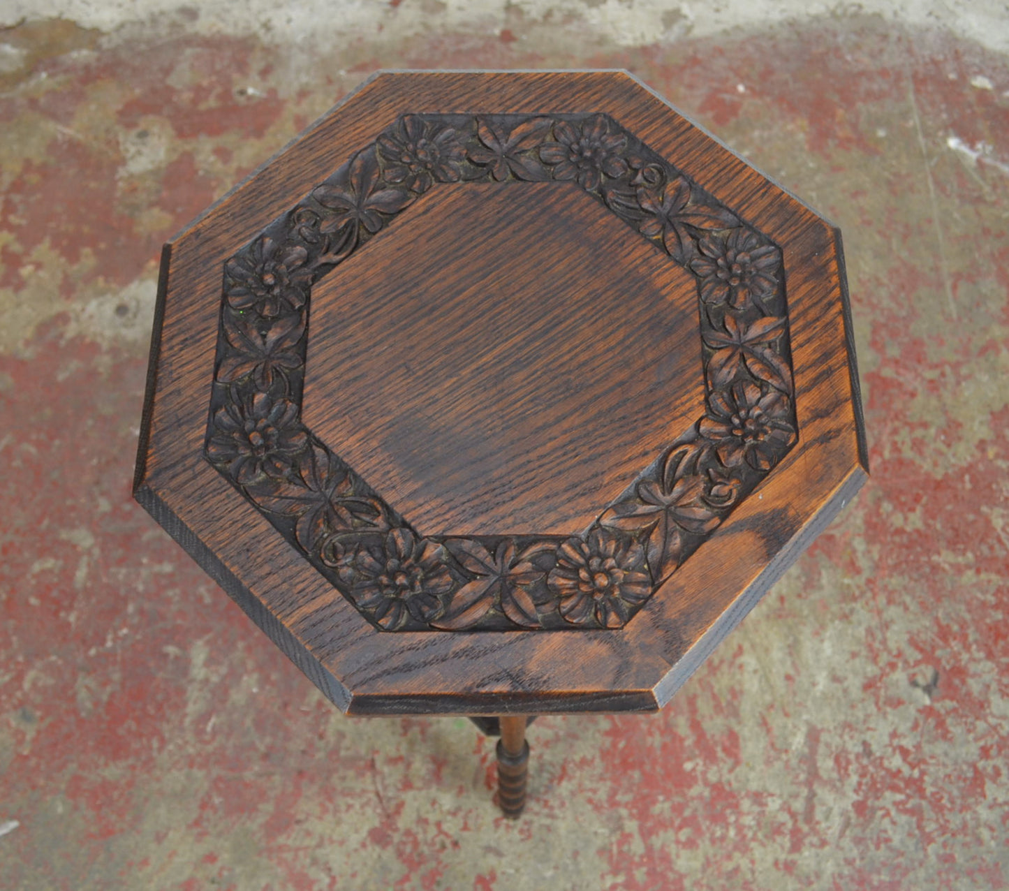 An Antique Oak Octagonal Top Side/Wine Table