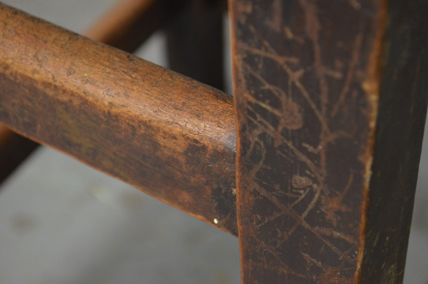 19th Century Oak Stool With Faux Leather Seat
