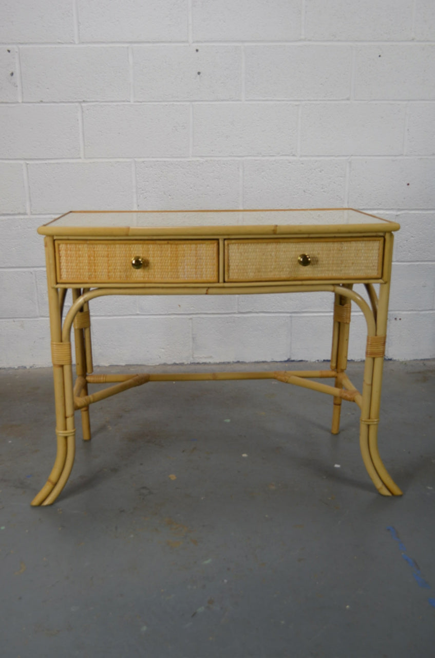A Mid Century Rattan Bamboo Writing Desk/Dressing Table
