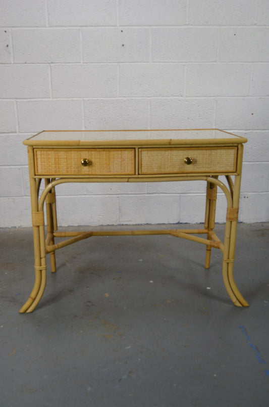 A Mid Century Rattan Bamboo Writing Desk/Dressing Table