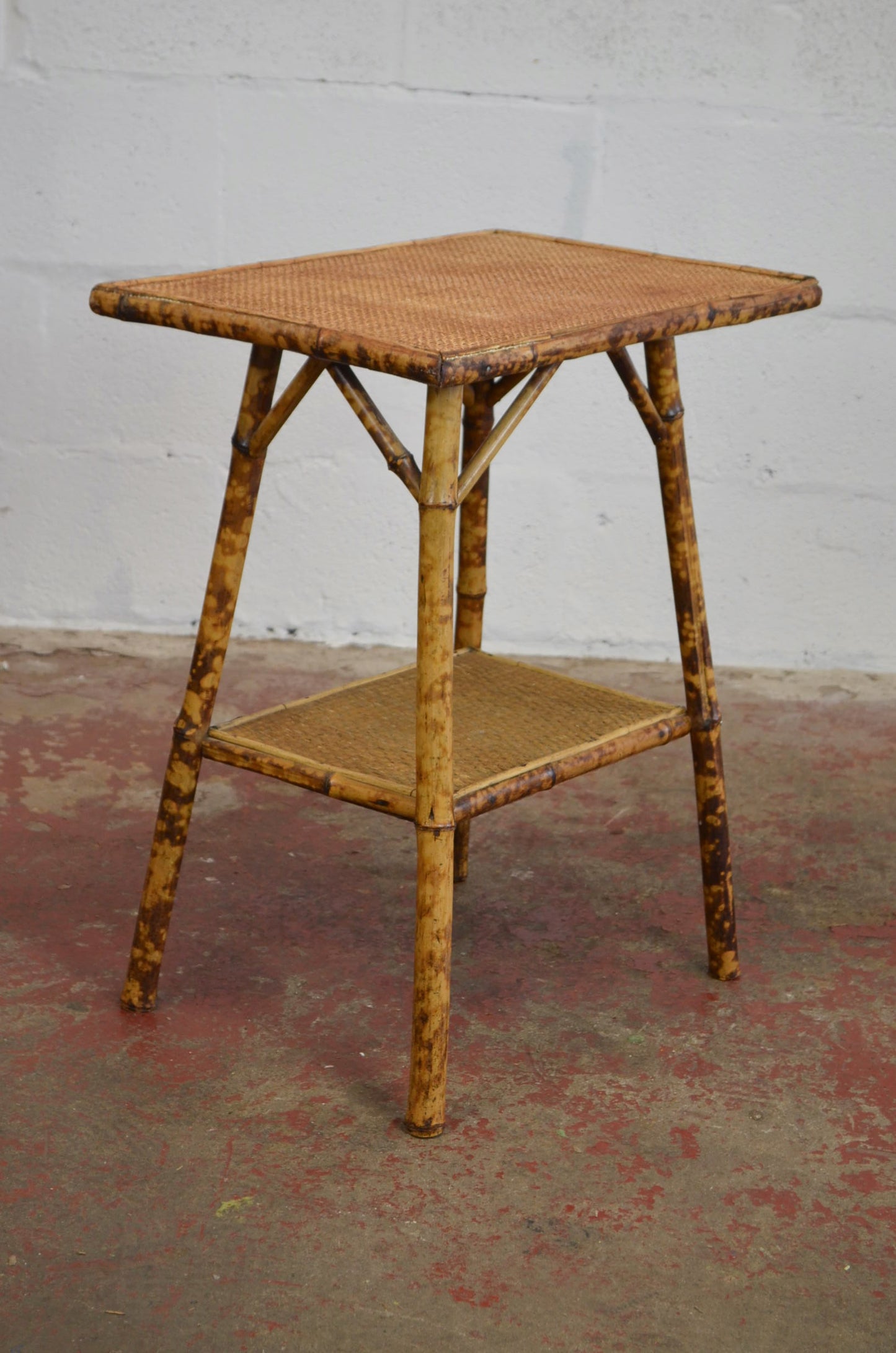 Antique Bamboo Side Table With Rectangular Top