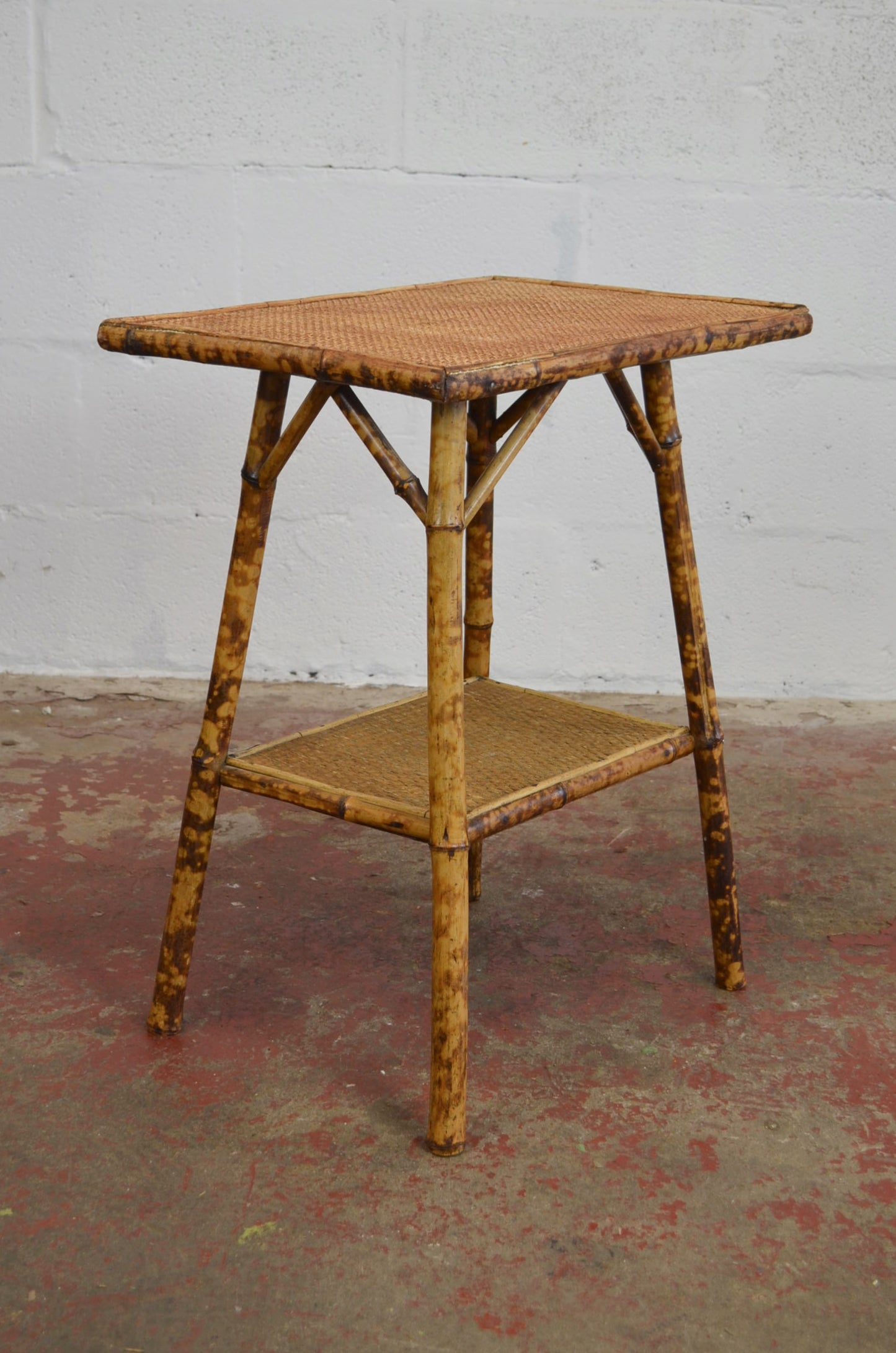Antique Bamboo Side Table With Rectangular Top