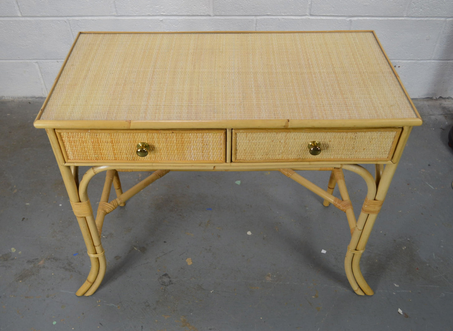 A Mid Century Rattan Bamboo Writing Desk/Dressing Table