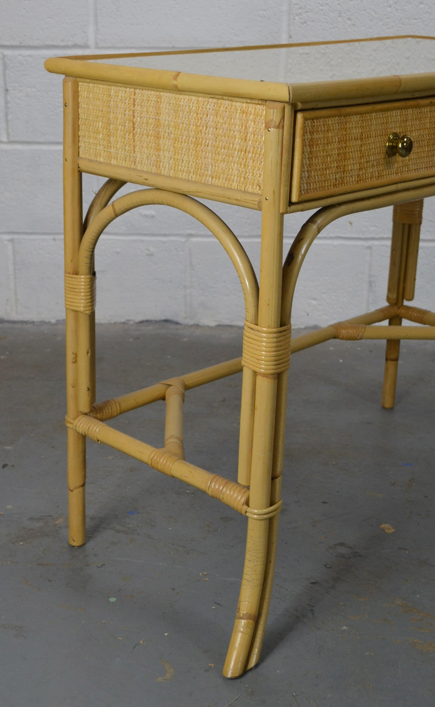 A Mid Century Rattan Bamboo Writing Desk/Dressing Table
