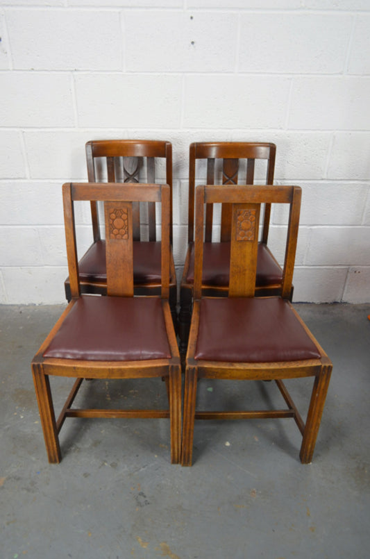 A Set Of Four Vintage Arts & Crafts Style Dining Chairs (SAVE)