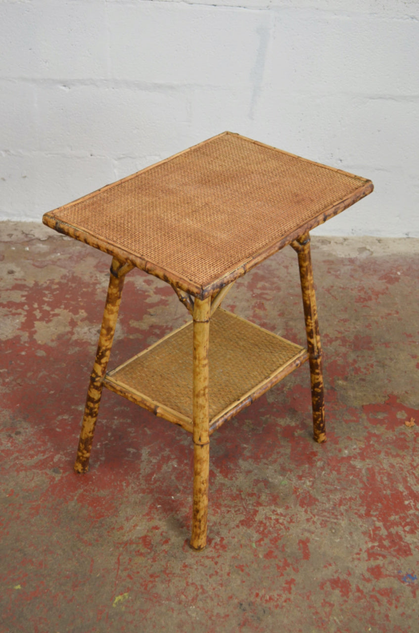 Antique Bamboo Side Table With Rectangular Top