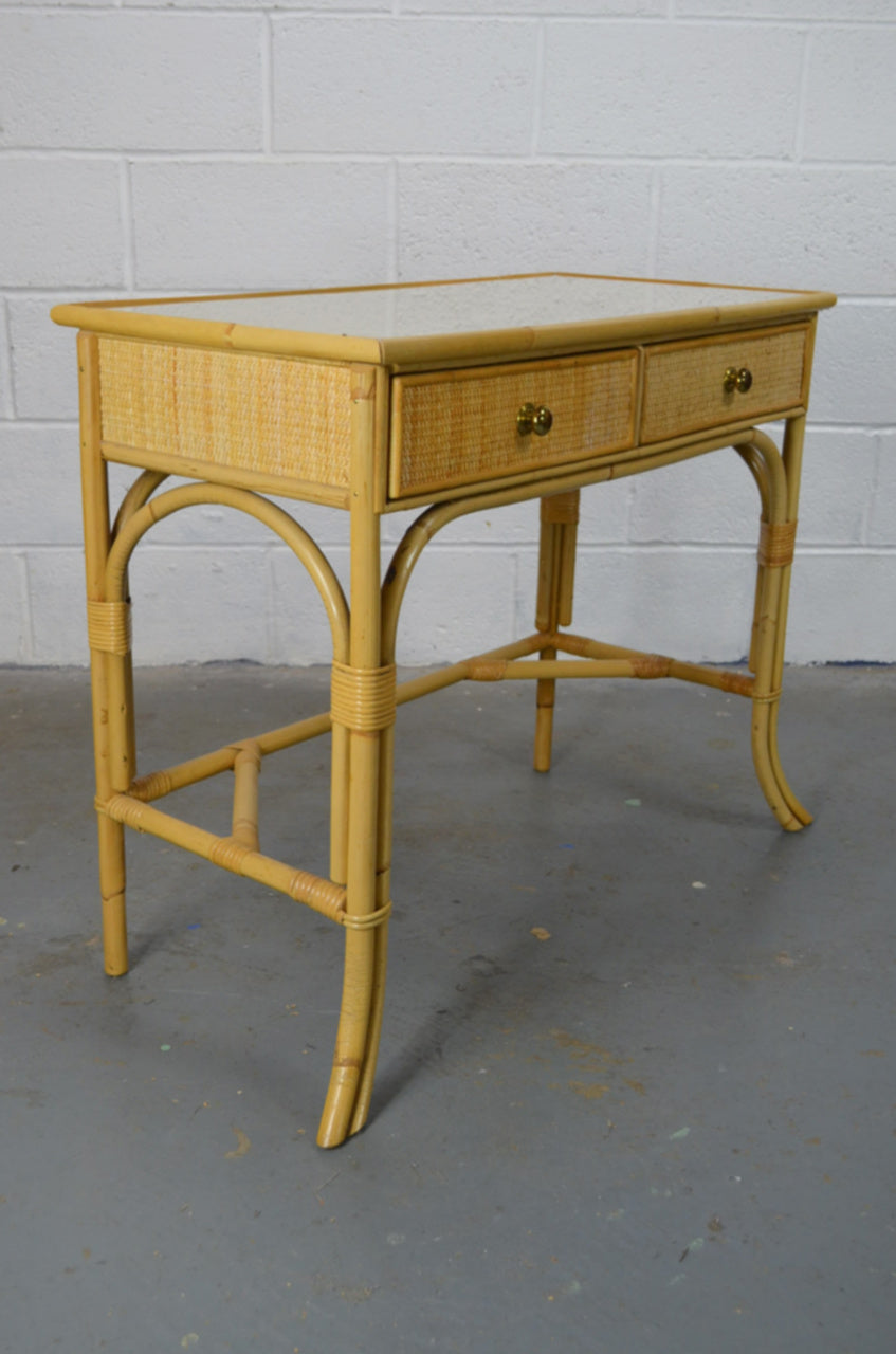 A Mid Century Rattan Bamboo Writing Desk/Dressing Table