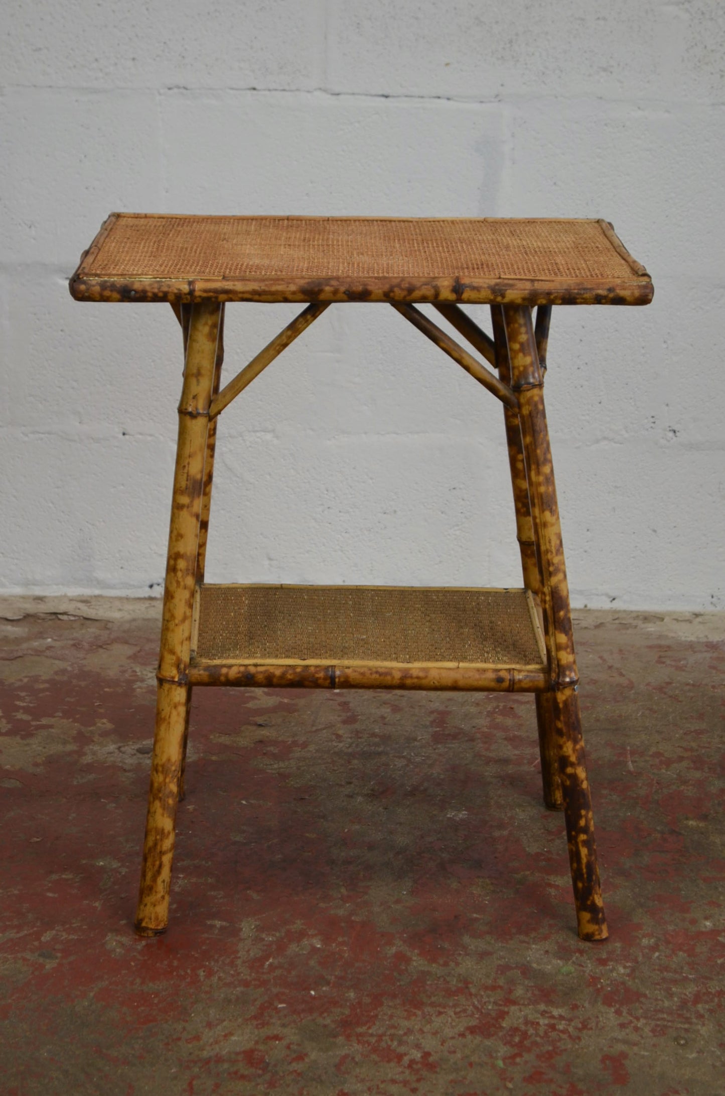 Antique Bamboo Side Table With Rectangular Top