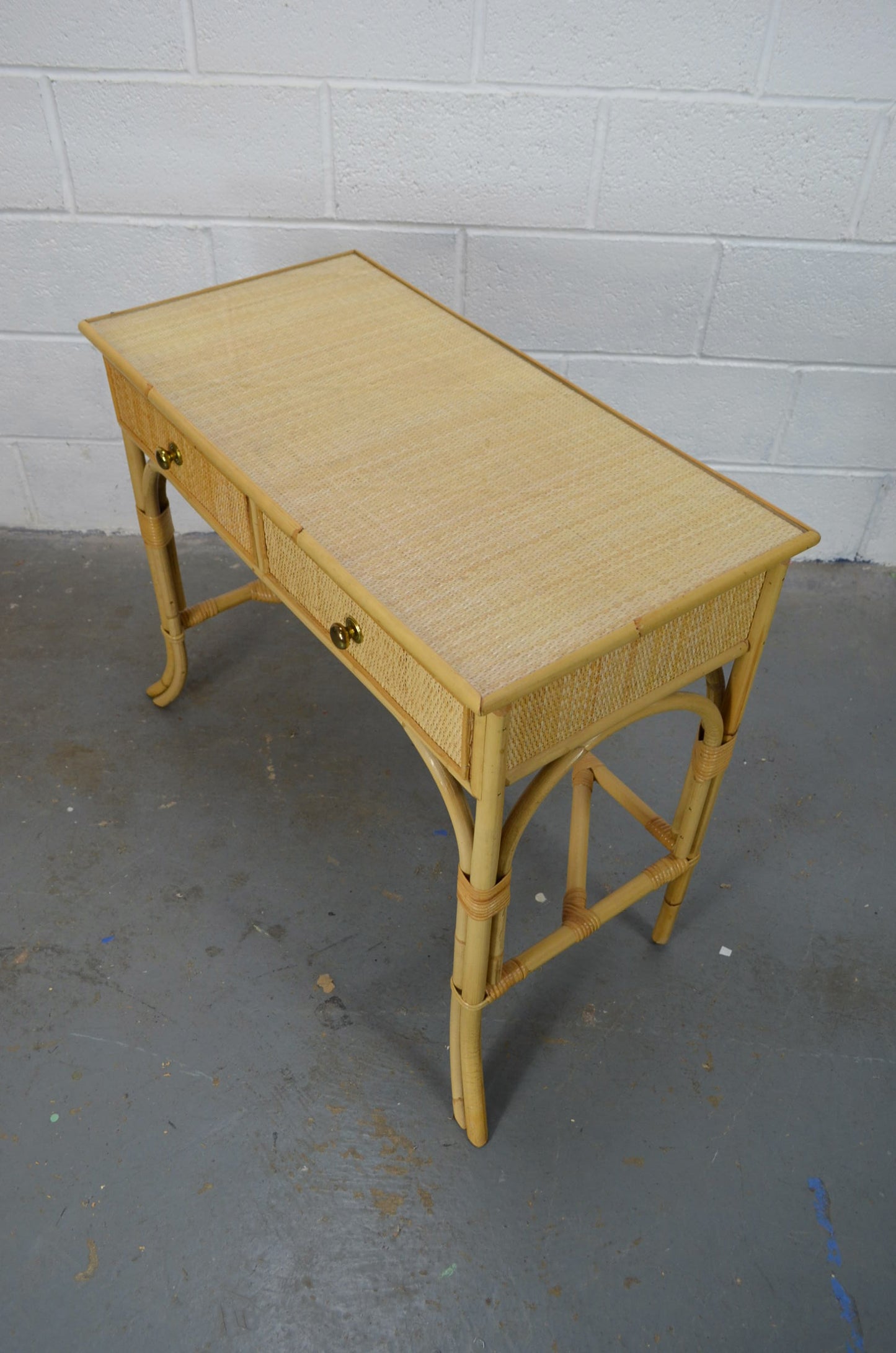A Mid Century Rattan Bamboo Writing Desk/Dressing Table