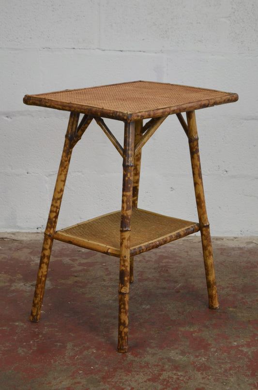 Antique Bamboo Side Table With Rectangular Top