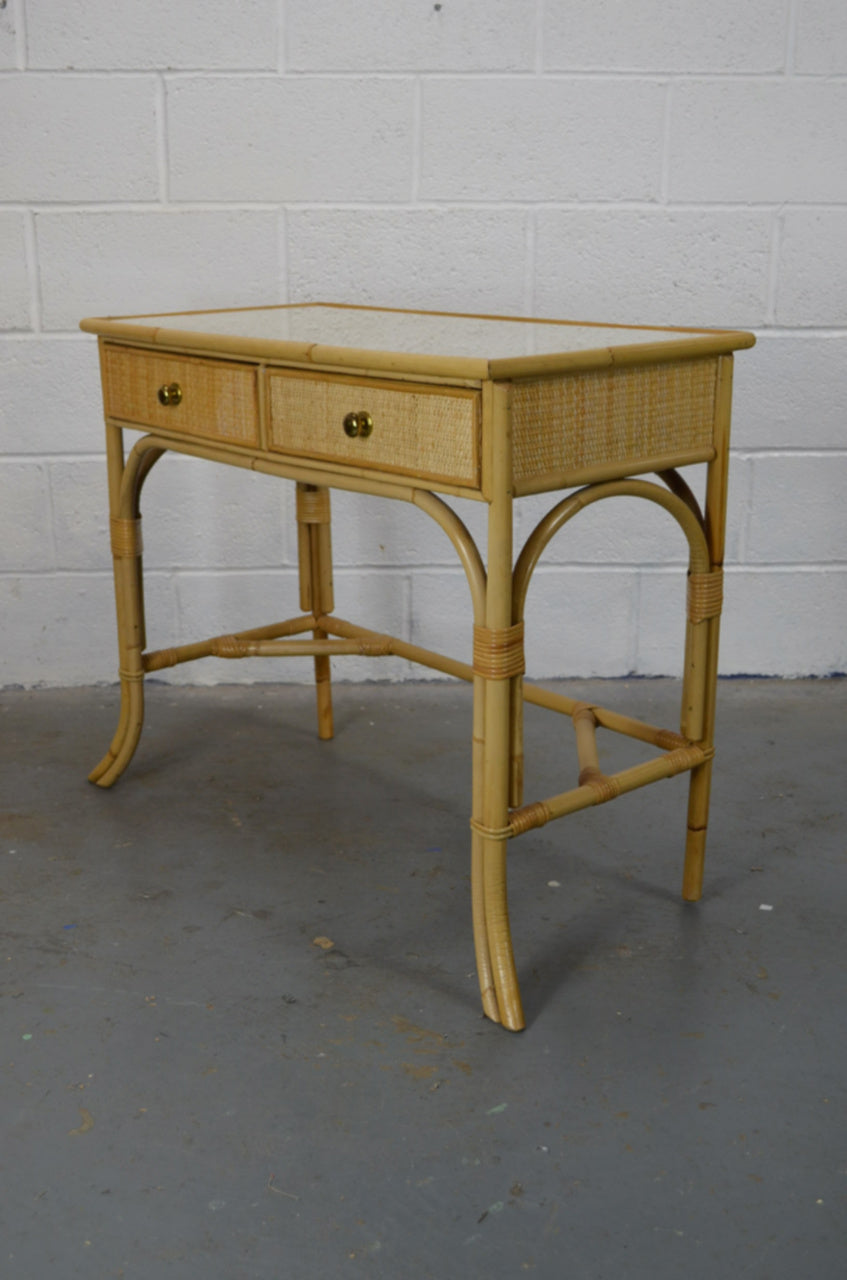 A Mid Century Rattan Bamboo Writing Desk/Dressing Table